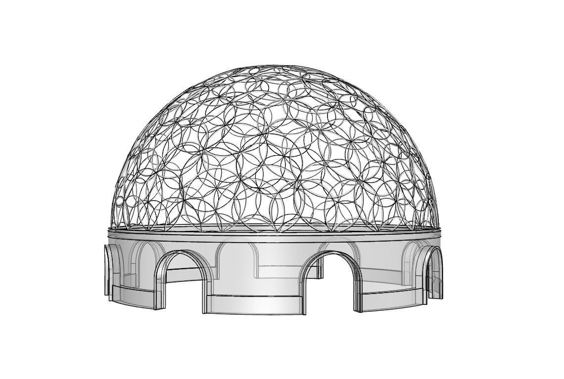 Geodesic Dome Flower of Life Pavilion Architectural Structure  3D model_110