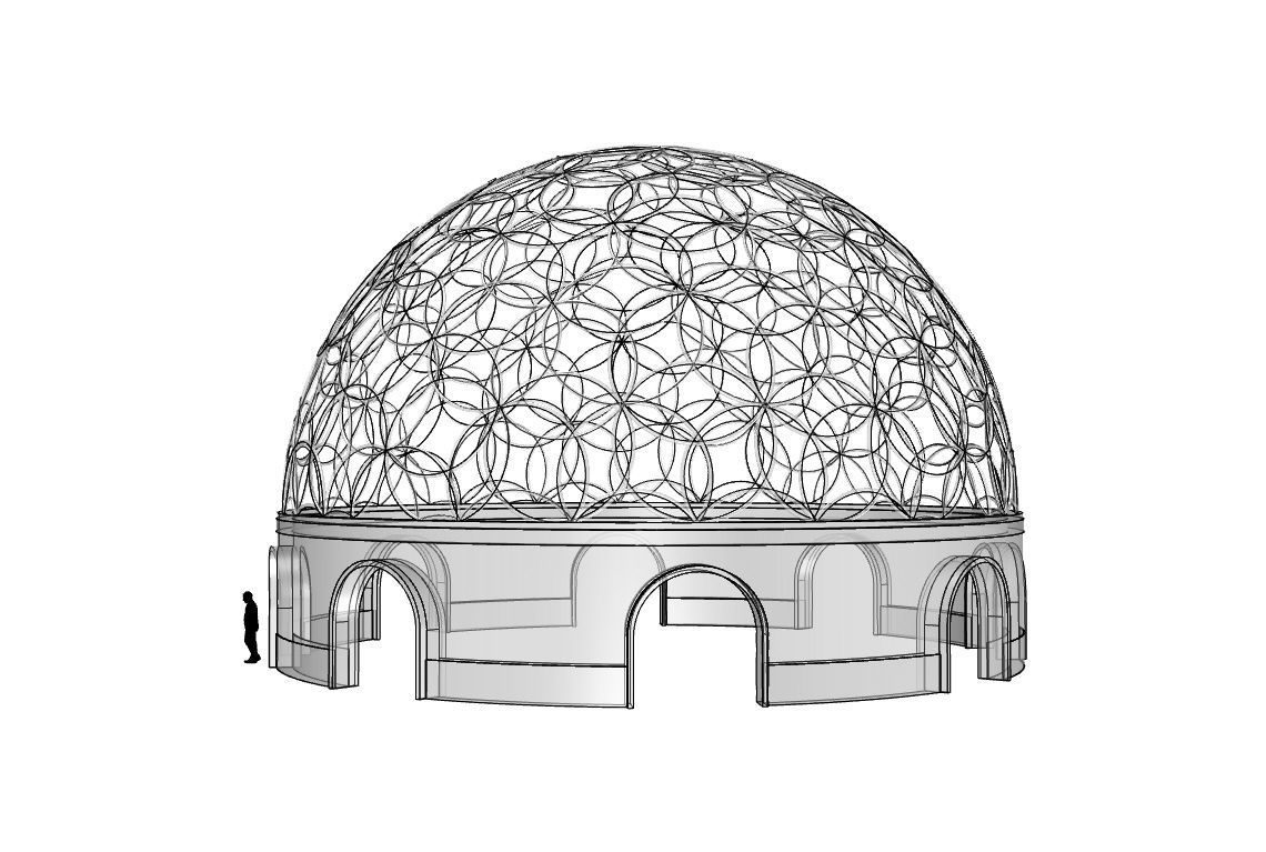 Geodesic Dome Flower of Life Pavilion Architectural Structure  3D model_98