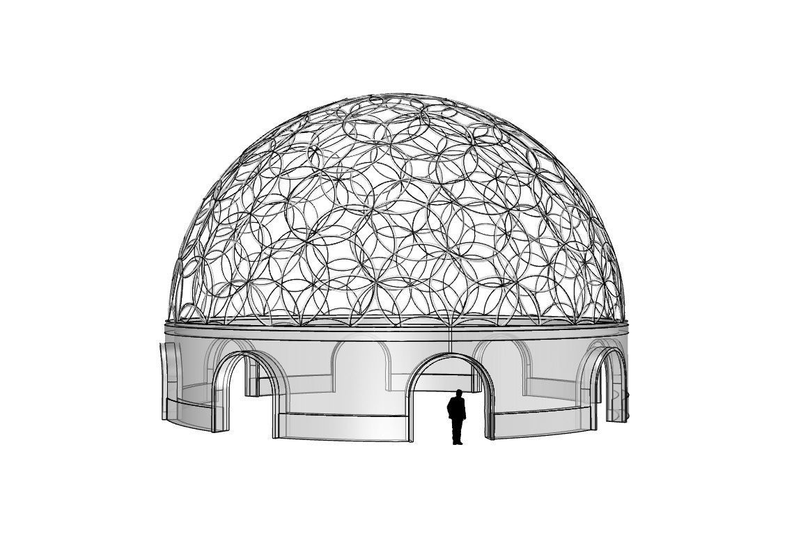 Geodesic Dome Flower of Life Pavilion Architectural Structure  3D model_117