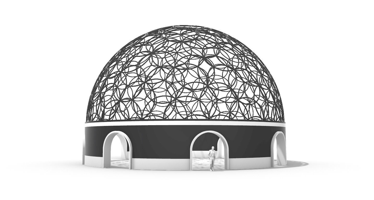 Geodesic Dome Flower of Life Pavilion Architectural Structure  3D model_29