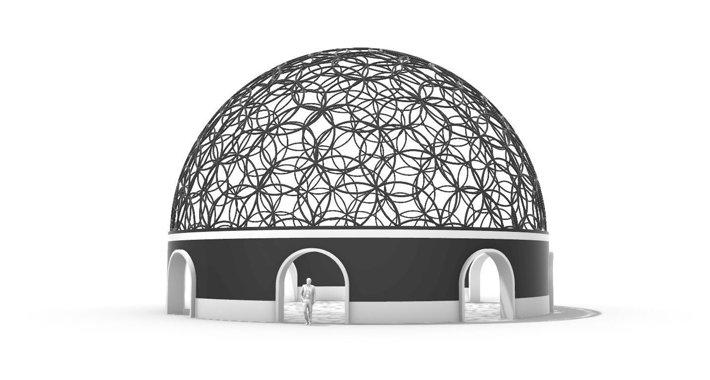 Geodesic Dome Flower of Life Pavilion Architectural Structure  3D model_1