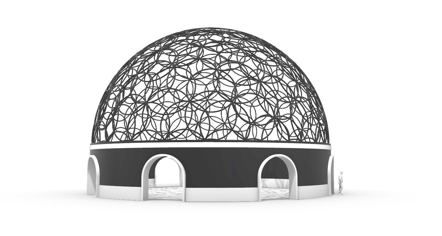Geodesic Dome Flower of Life Pavilion Architectural Structure  3D model_27