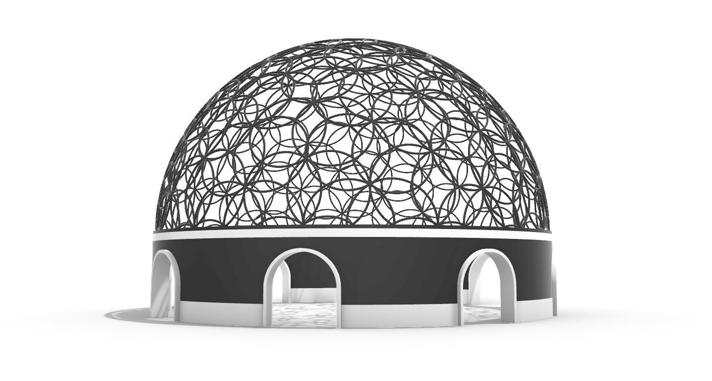 Geodesic Dome Flower of Life Pavilion Architectural Structure  3D model_16