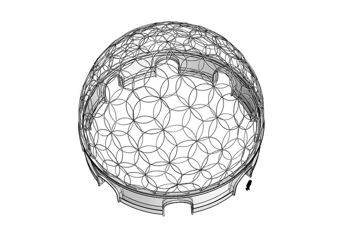 Geodesic Dome Flower of Life Pavilion Architectural Structure  3D model_85