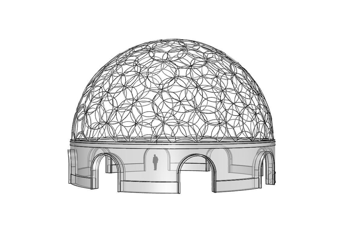 Geodesic Dome Flower of Life Pavilion Architectural Structure  3D model_104
