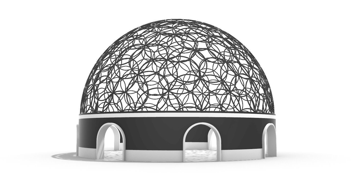 Geodesic Dome Flower of Life Pavilion Architectural Structure  3D model_14