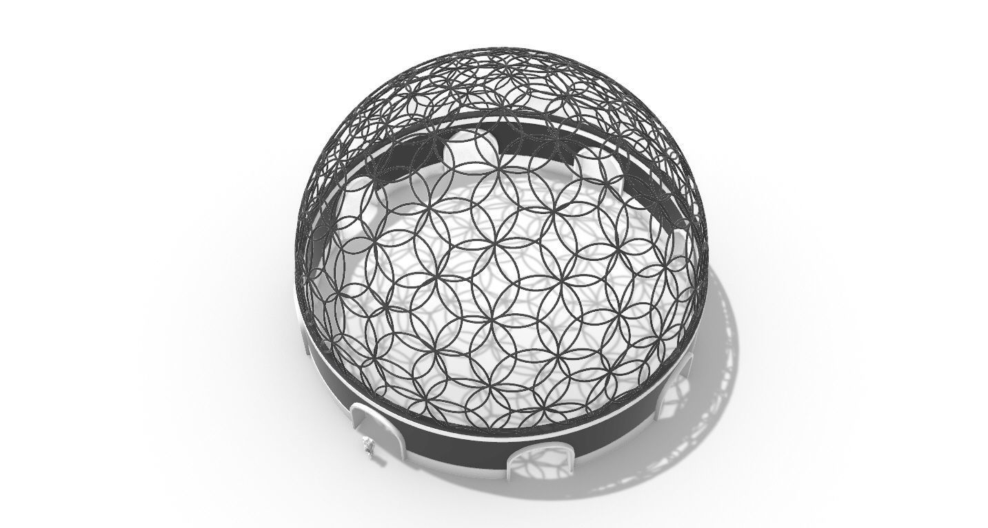 Geodesic Dome Flower of Life Pavilion Architectural Structure  3D model_33