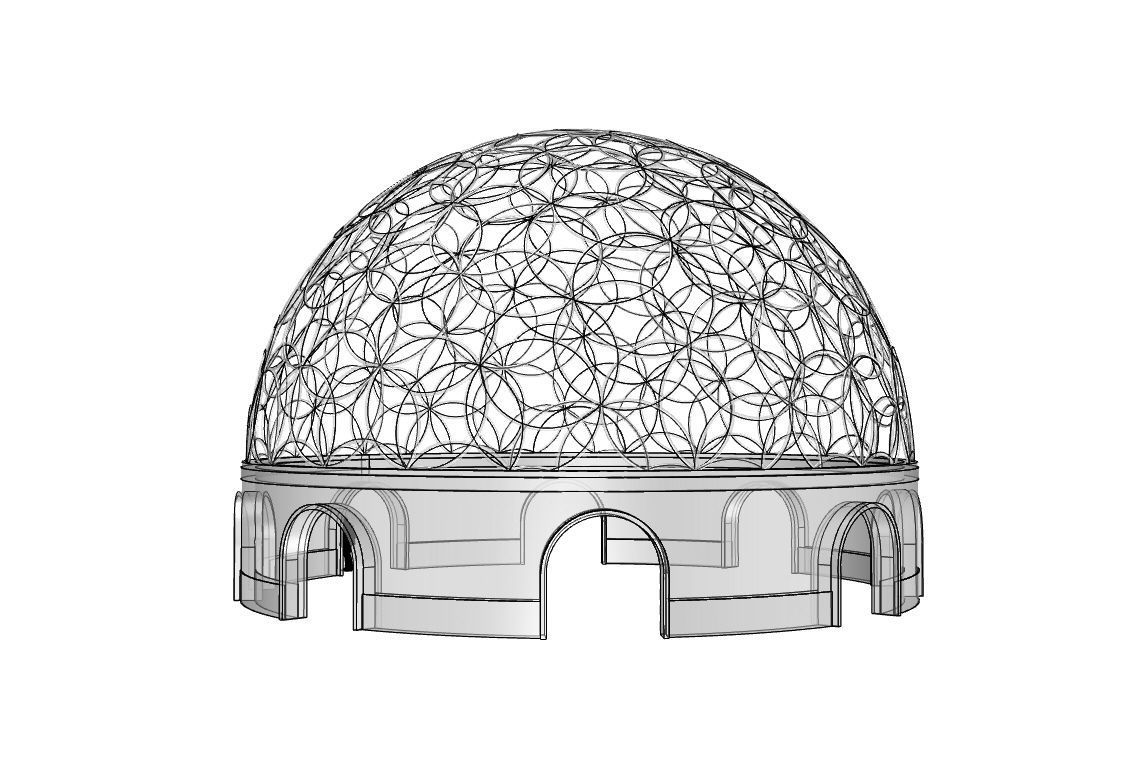 Geodesic Dome Flower of Life Pavilion Architectural Structure  3D model_100