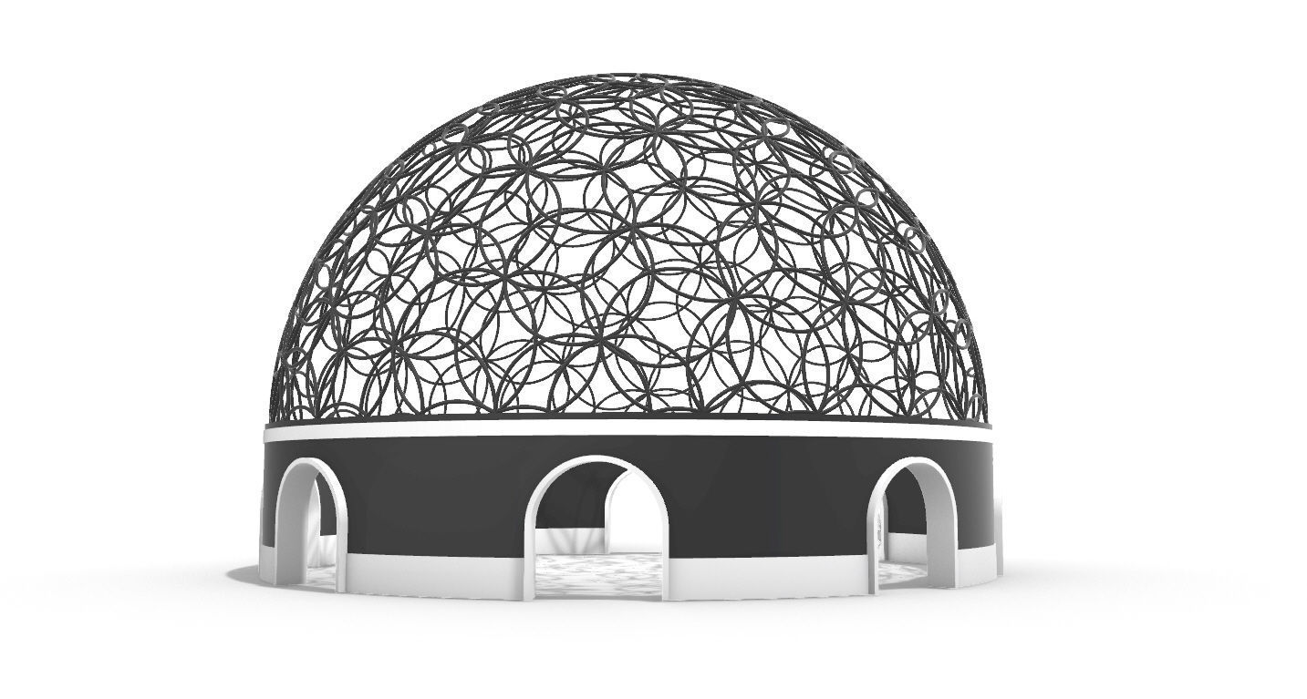Geodesic Dome Flower of Life Pavilion Architectural Structure  3D model_18