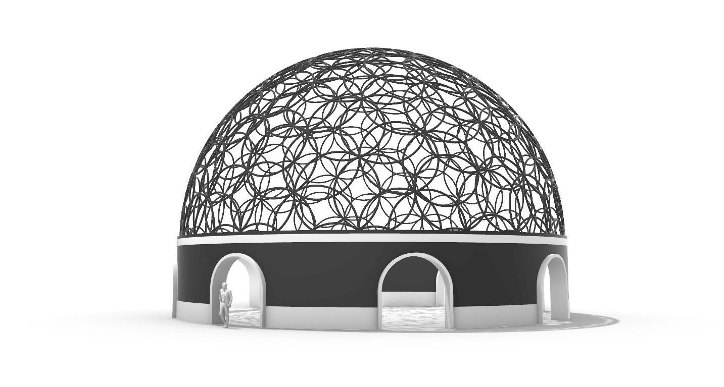 Geodesic Dome Flower of Life Pavilion Architectural Structure  3D model_6