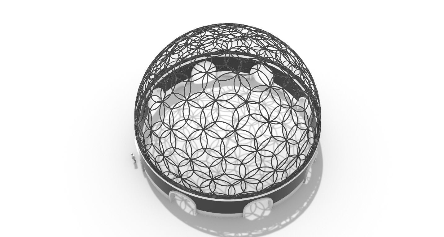 Geodesic Dome Flower of Life Pavilion Architectural Structure  3D model_37