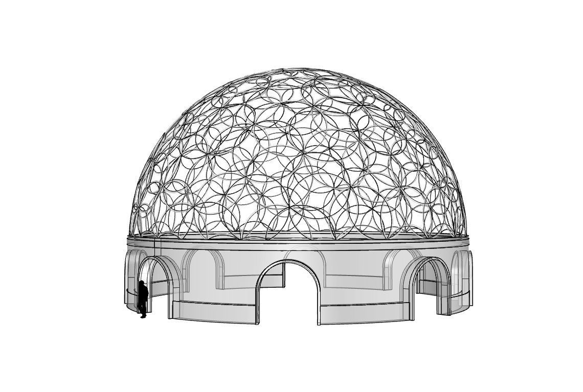 Geodesic Dome Flower of Life Pavilion Architectural Structure  3D model_95