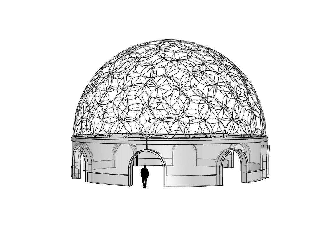 Geodesic Dome Flower of Life Pavilion Architectural Structure  3D model_90