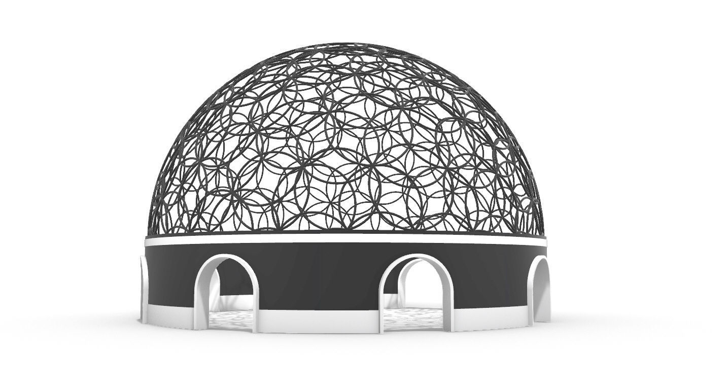 Geodesic Dome Flower of Life Pavilion Architectural Structure  3D model_20