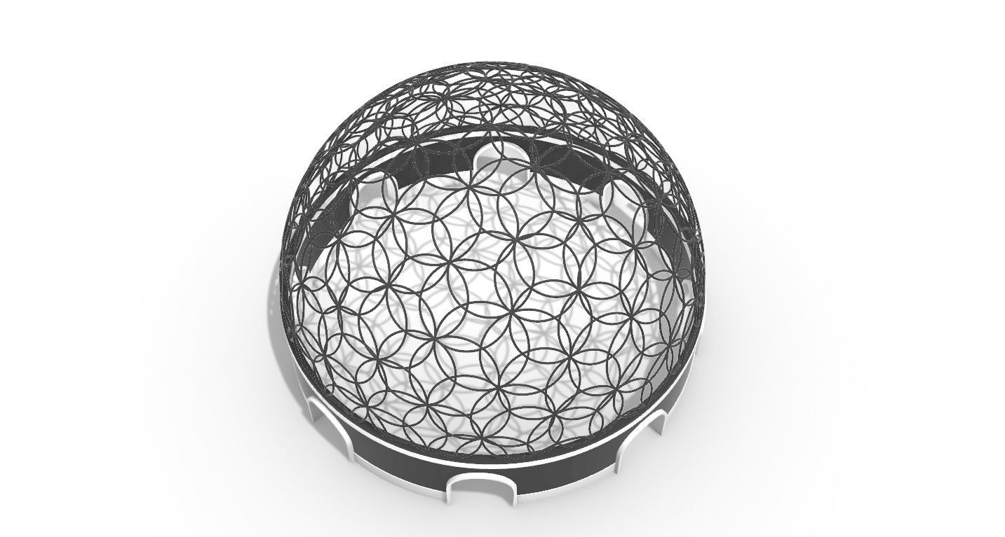 Geodesic Dome Flower of Life Pavilion Architectural Structure  3D model_49