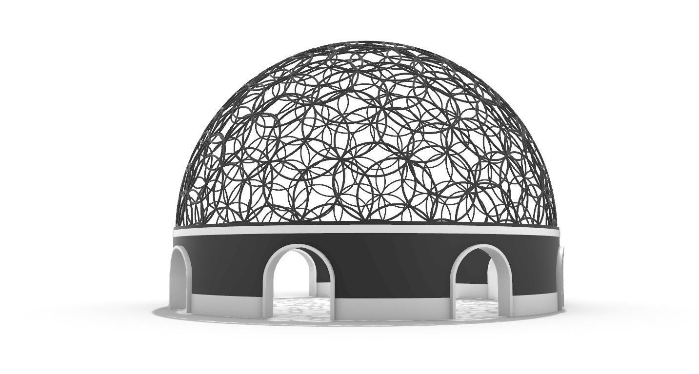 Geodesic Dome Flower of Life Pavilion Architectural Structure  3D model_9