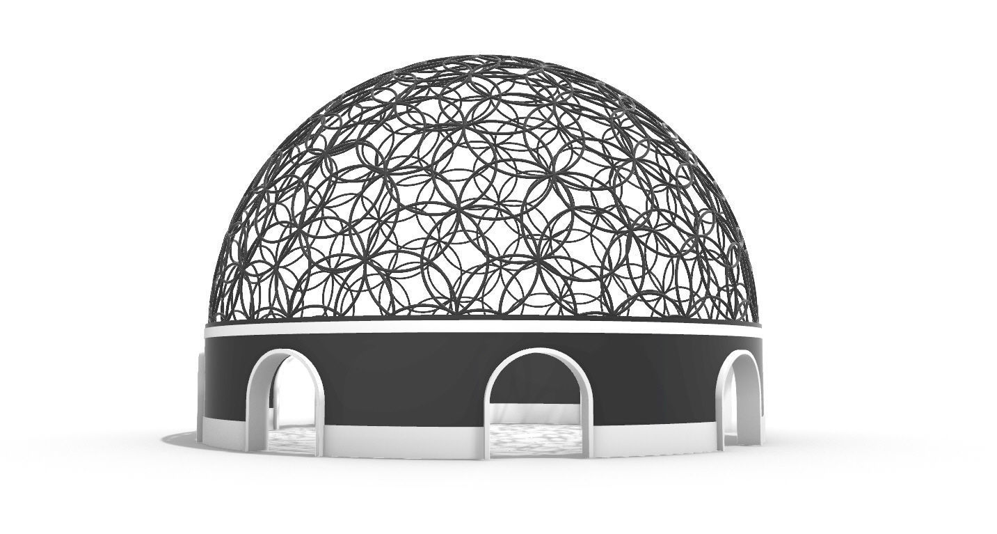 Geodesic Dome Flower of Life Pavilion Architectural Structure  3D model_19