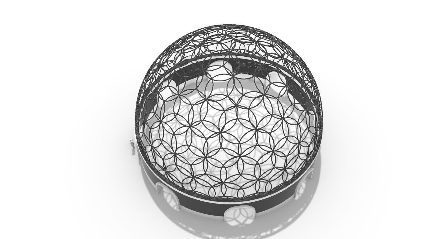 Geodesic Dome Flower of Life Pavilion Architectural Structure  3D model_38
