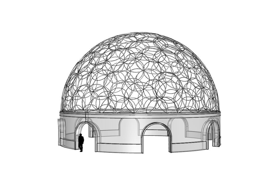 Geodesic Dome Flower of Life Pavilion Architectural Structure  3D model_92