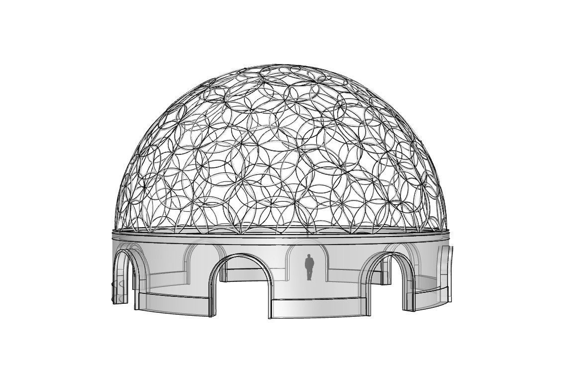 Geodesic Dome Flower of Life Pavilion Architectural Structure  3D model_105