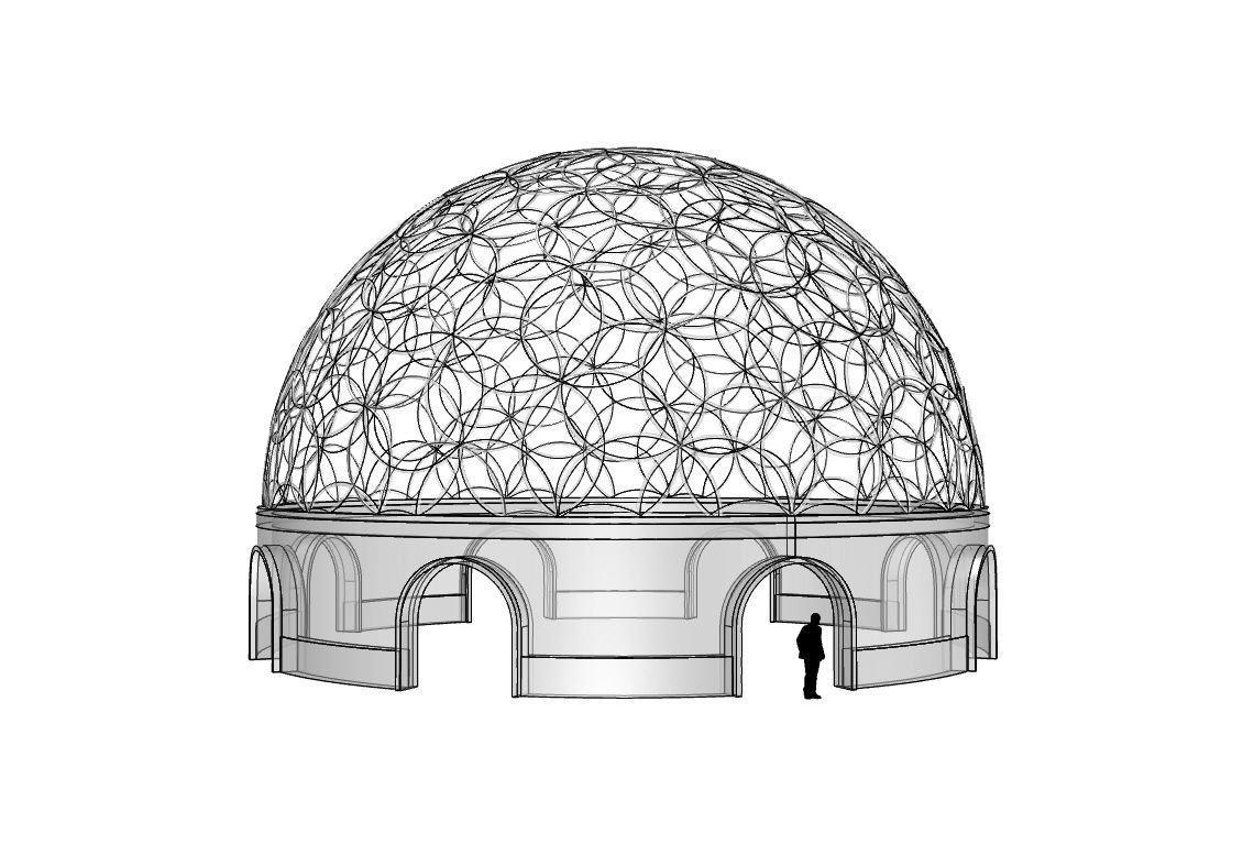 Geodesic Dome Flower of Life Pavilion Architectural Structure  3D model_118