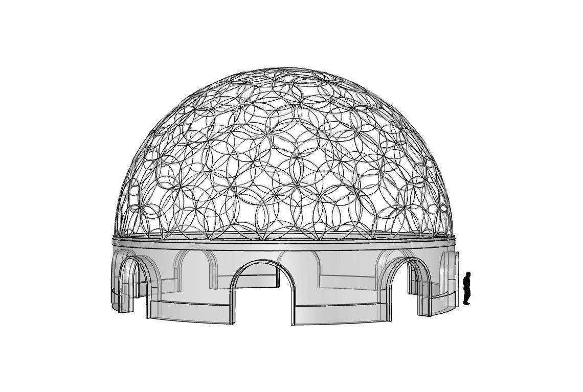 Geodesic Dome Flower of Life Pavilion Architectural Structure  3D model_111