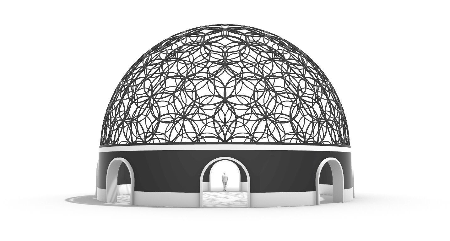 Geodesic Dome Flower of Life Pavilion Architectural Structure  3D model_15