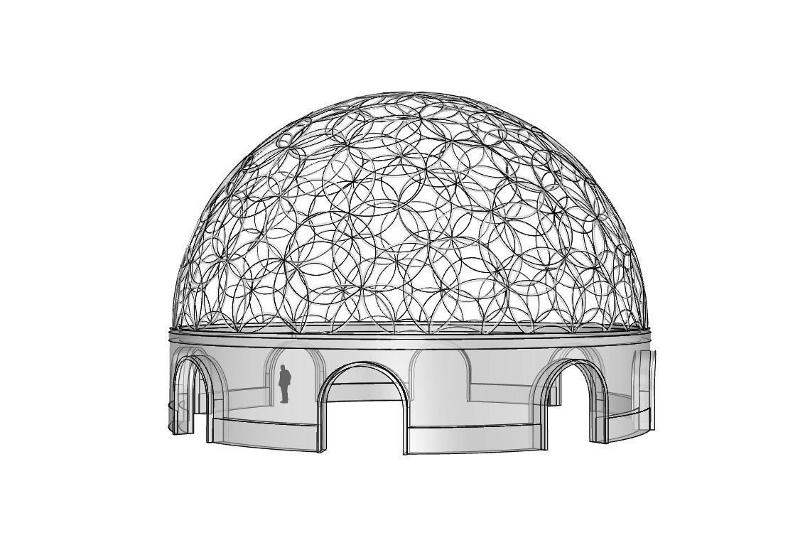 Geodesic Dome Flower of Life Pavilion Architectural Structure  3D model_101