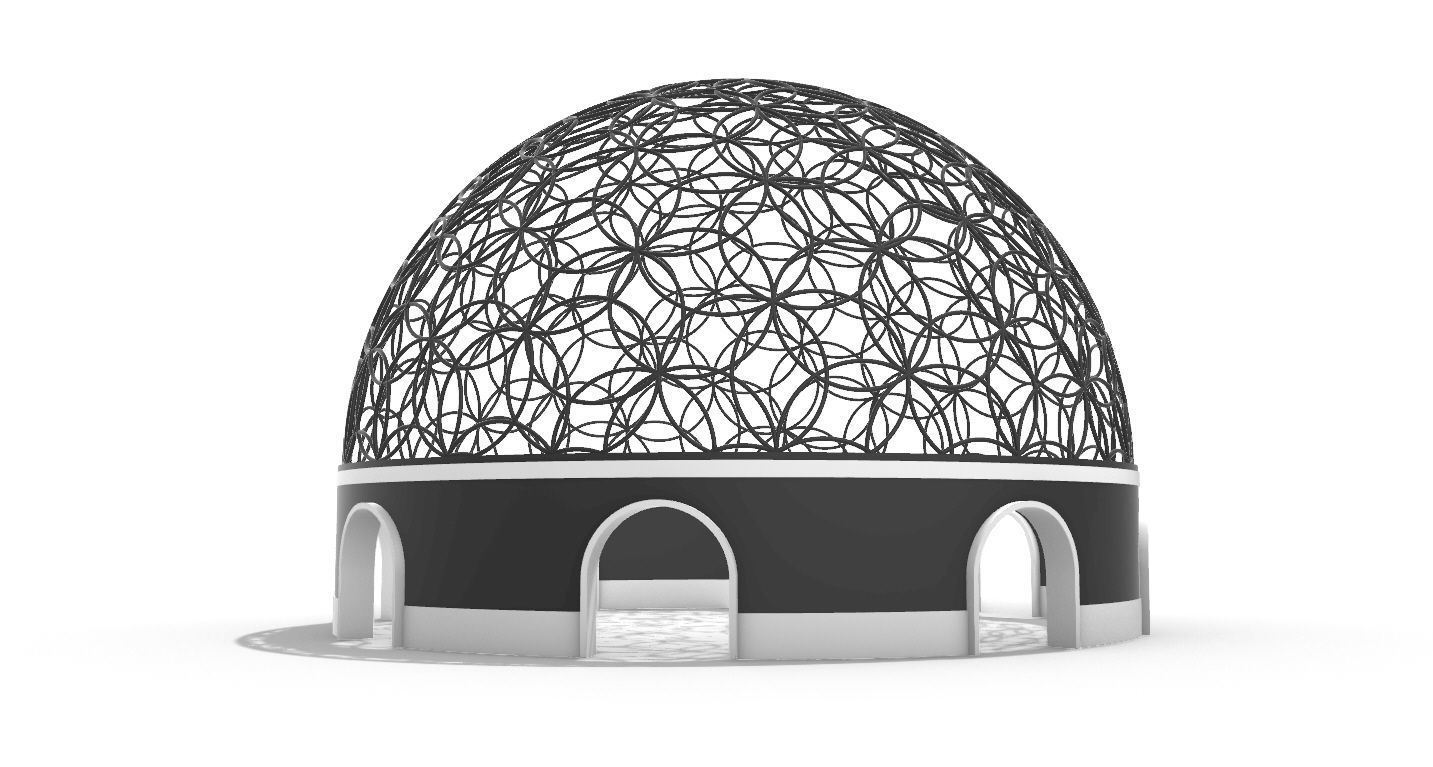 Geodesic Dome Flower of Life Pavilion Architectural Structure  3D model_13