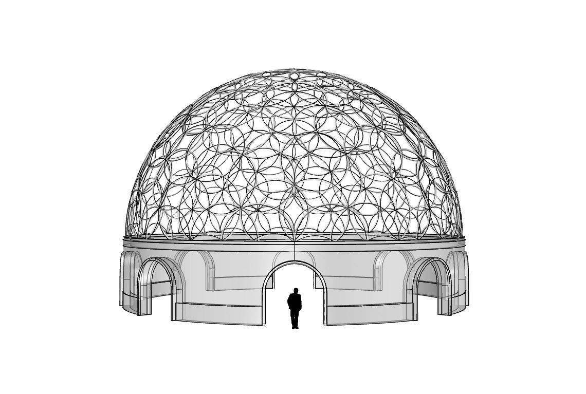 Geodesic Dome Flower of Life Pavilion Architectural Structure  3D model_119