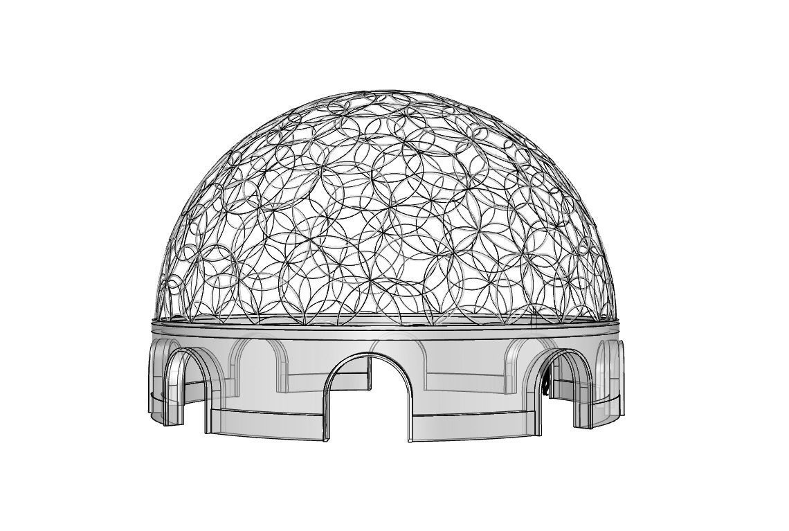 Geodesic Dome Flower of Life Pavilion Architectural Structure  3D model_107