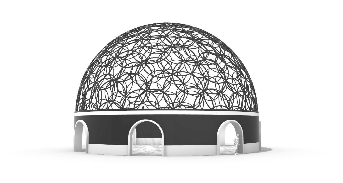 Geodesic Dome Flower of Life Pavilion Architectural Structure  3D model_25