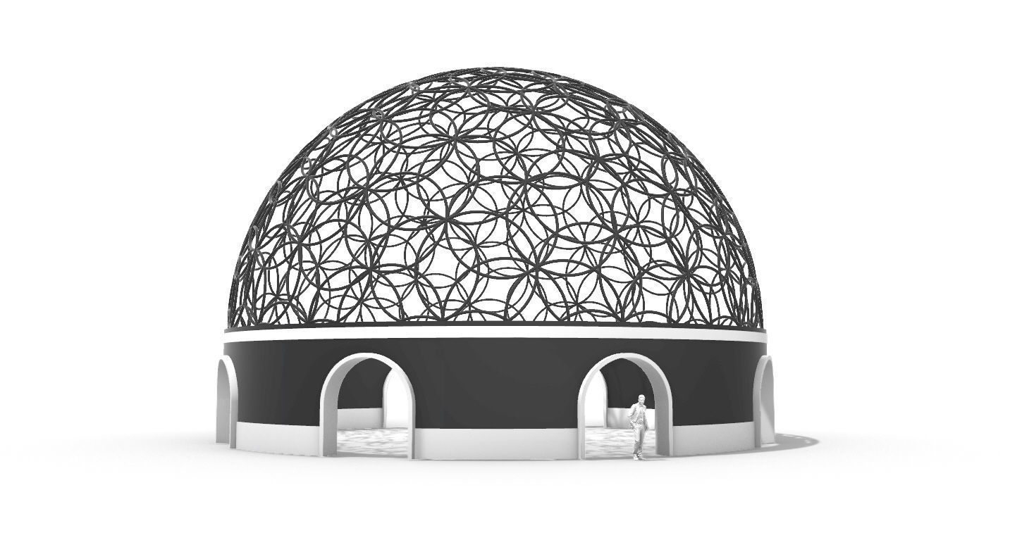 Geodesic Dome Flower of Life Pavilion Architectural Structure  3D model_28