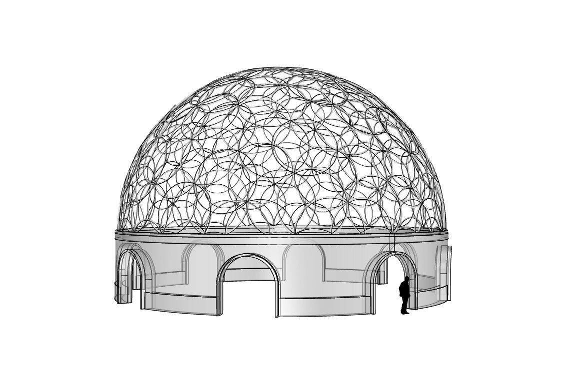 Geodesic Dome Flower of Life Pavilion Architectural Structure  3D model_116