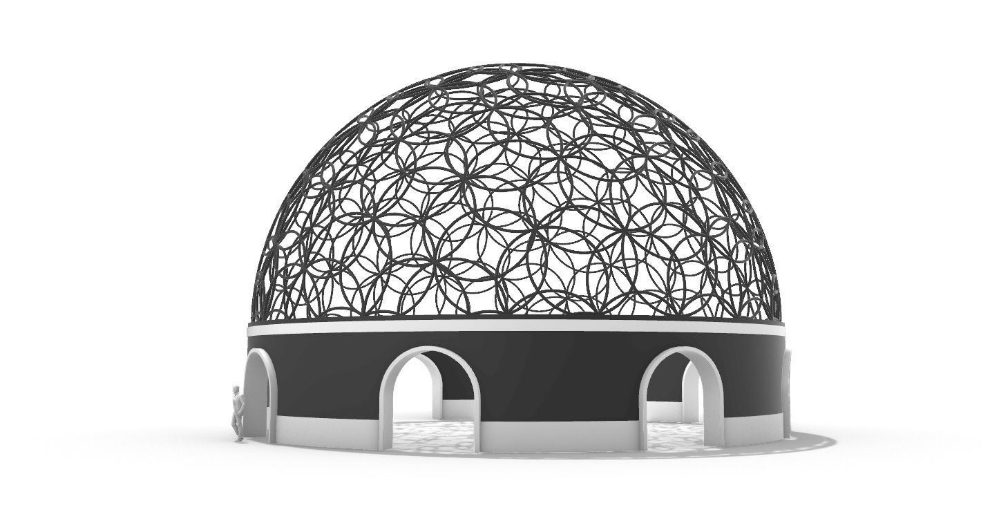 Geodesic Dome Flower of Life Pavilion Architectural Structure  3D model_3