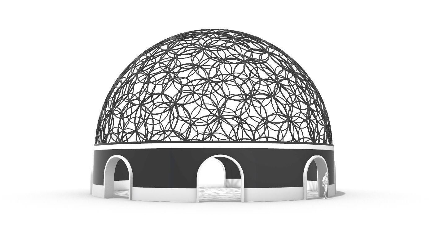 Geodesic Dome Flower of Life Pavilion Architectural Structure  3D model_26