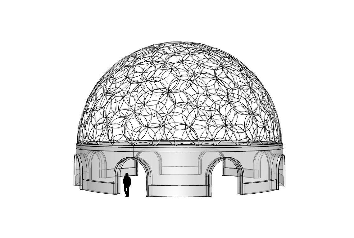 Geodesic Dome Flower of Life Pavilion Architectural Structure  3D model_91