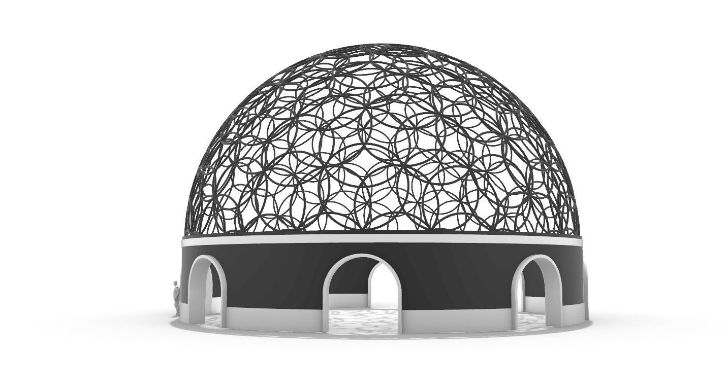 Geodesic Dome Flower of Life Pavilion Architectural Structure  3D model_7