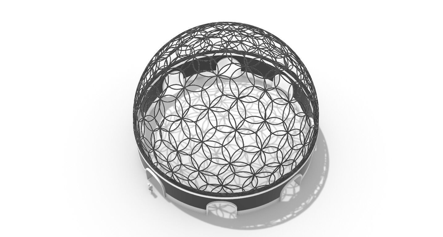 Geodesic Dome Flower of Life Pavilion Architectural Structure  3D model_34