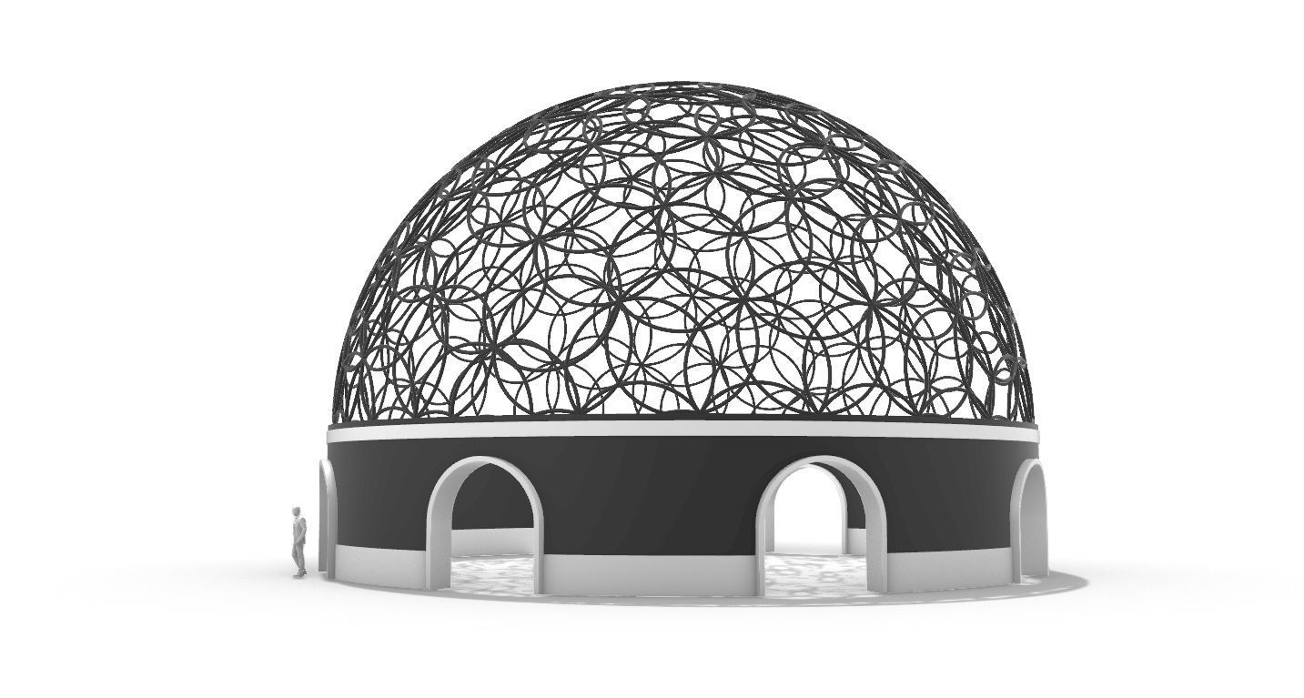 Geodesic Dome Flower of Life Pavilion Architectural Structure  3D model_4