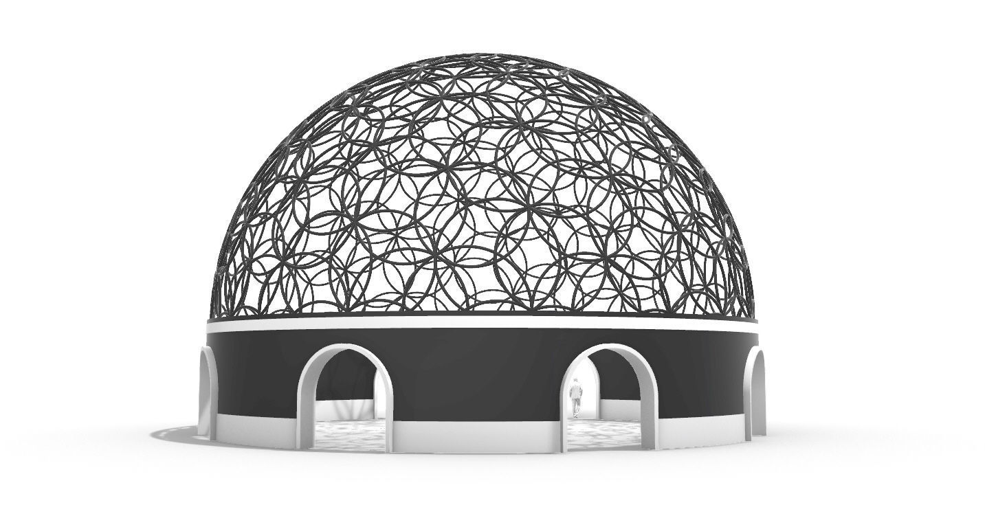 Geodesic Dome Flower of Life Pavilion Architectural Structure  3D model_17