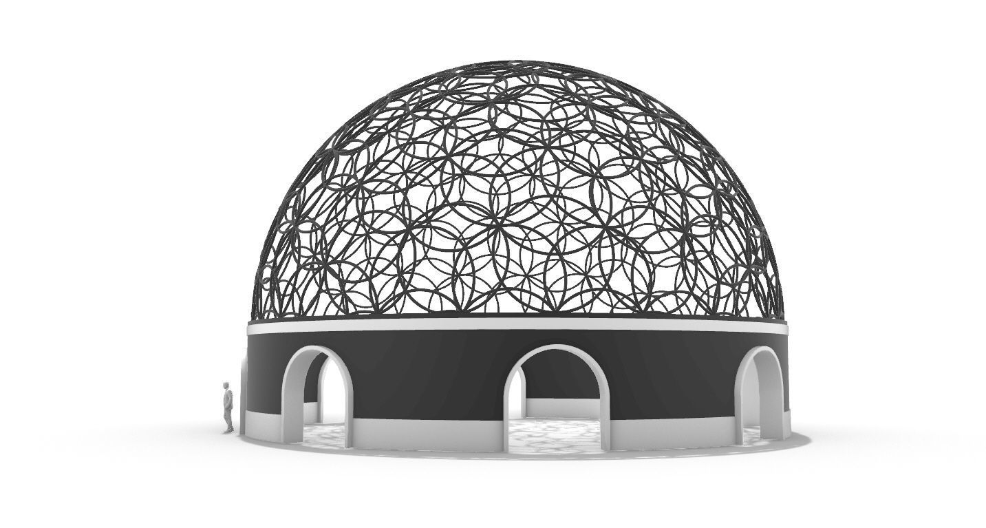 Geodesic Dome Flower of Life Pavilion Architectural Structure  3D model_8