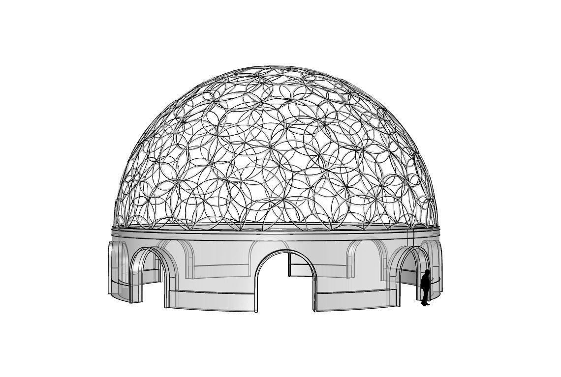 Geodesic Dome Flower of Life Pavilion Architectural Structure  3D model_115