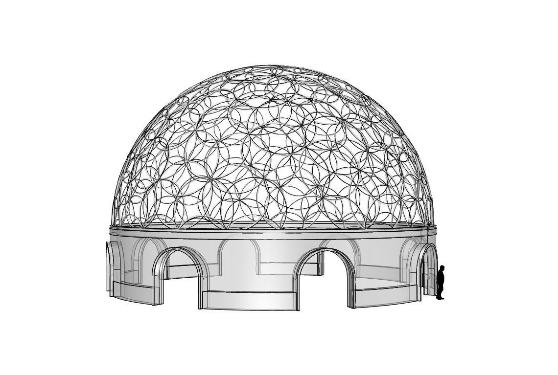 Geodesic Dome Flower of Life Pavilion Architectural Structure  3D model_114