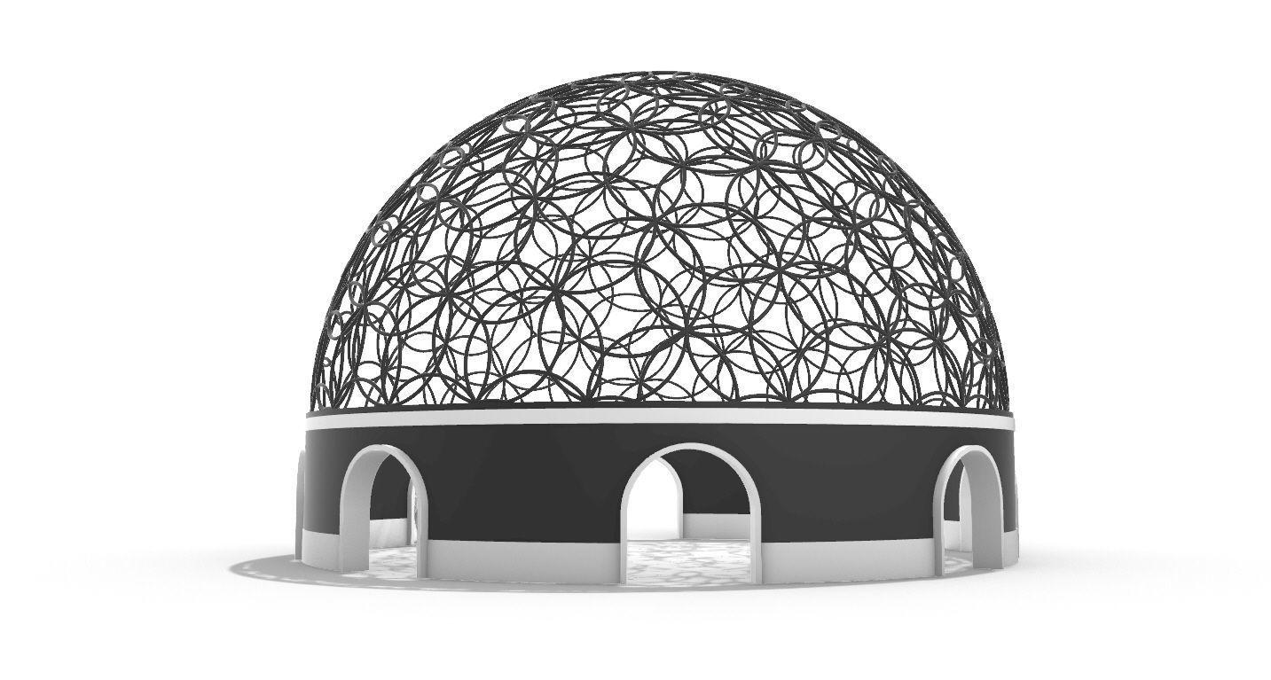 Geodesic Dome Flower of Life Pavilion Architectural Structure  3D model_10