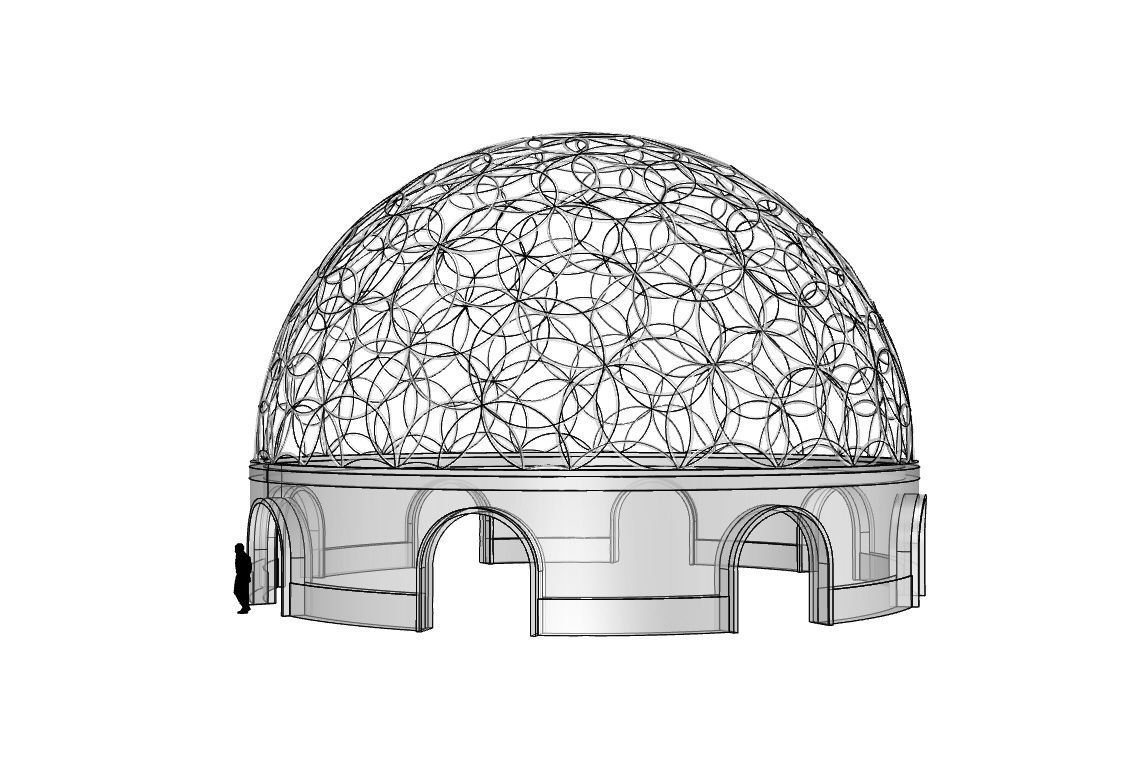 Geodesic Dome Flower of Life Pavilion Architectural Structure  3D model_96