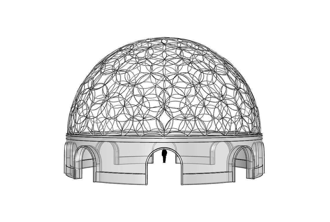 Geodesic Dome Flower of Life Pavilion Architectural Structure  3D model_103