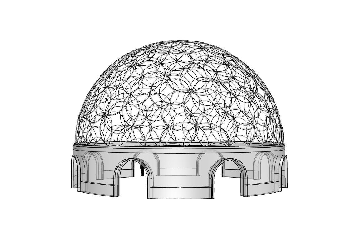 Geodesic Dome Flower of Life Pavilion Architectural Structure  3D model_102
