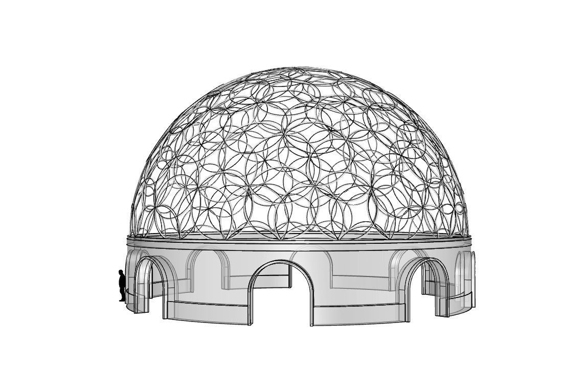 Geodesic Dome Flower of Life Pavilion Architectural Structure  3D model_93