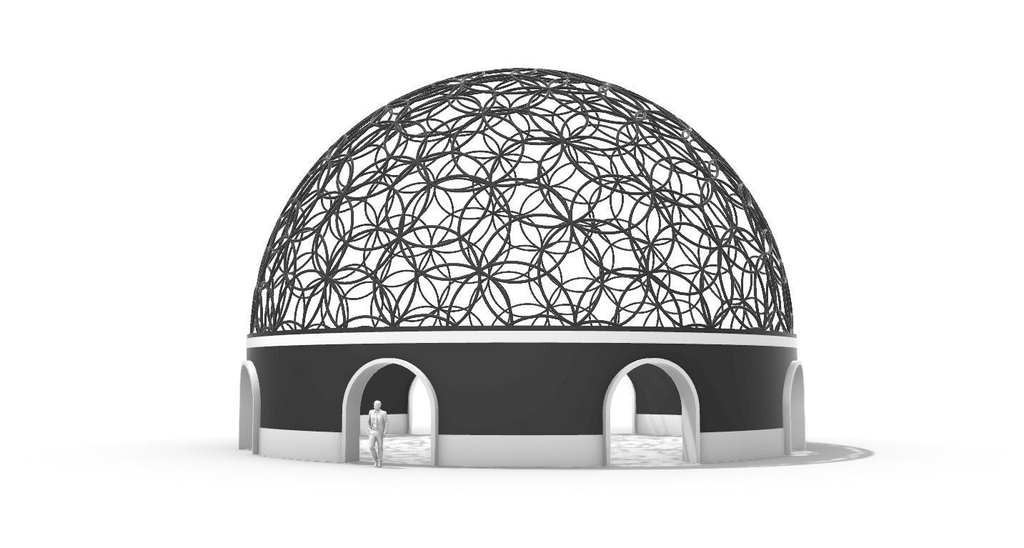 Geodesic Dome Flower of Life Pavilion Architectural Structure  3D model_2